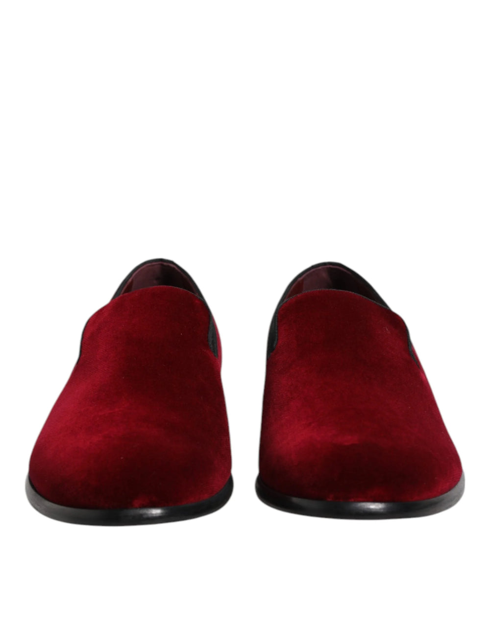 Dolce & Gabbana Red Cotton Velvet Slip On Loafers Formal Shoes - EU43/US10 - Flats
