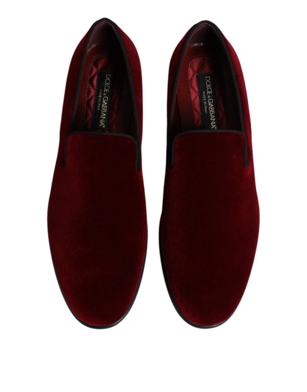 Dolce & Gabbana Red Cotton Velvet Slip On Loafers Formal Shoes - EU43/US10 - Flats