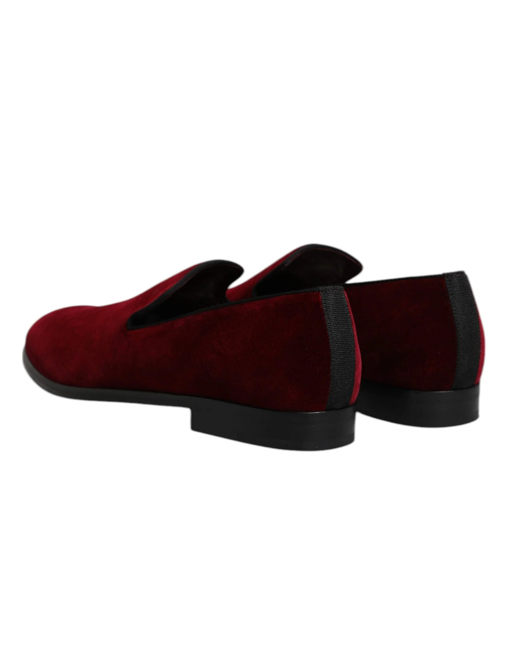 Dolce & Gabbana Red Cotton Velvet Slip On Loafers Formal Shoes - EU43/US10 - Flats