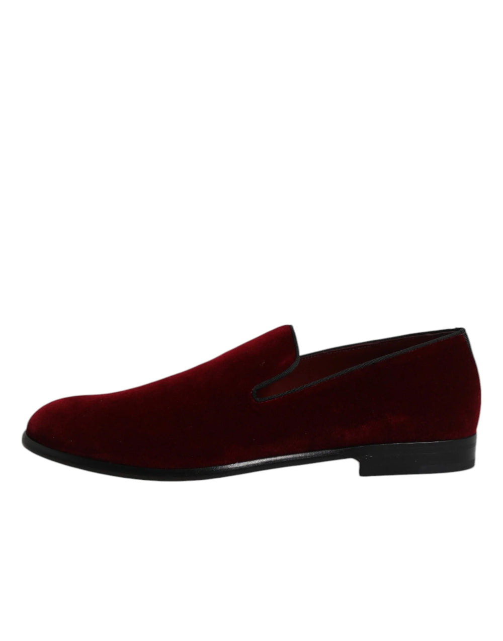 Dolce & Gabbana Red Cotton Velvet Slip On Loafers Formal Shoes - EU42/US9 - Flats