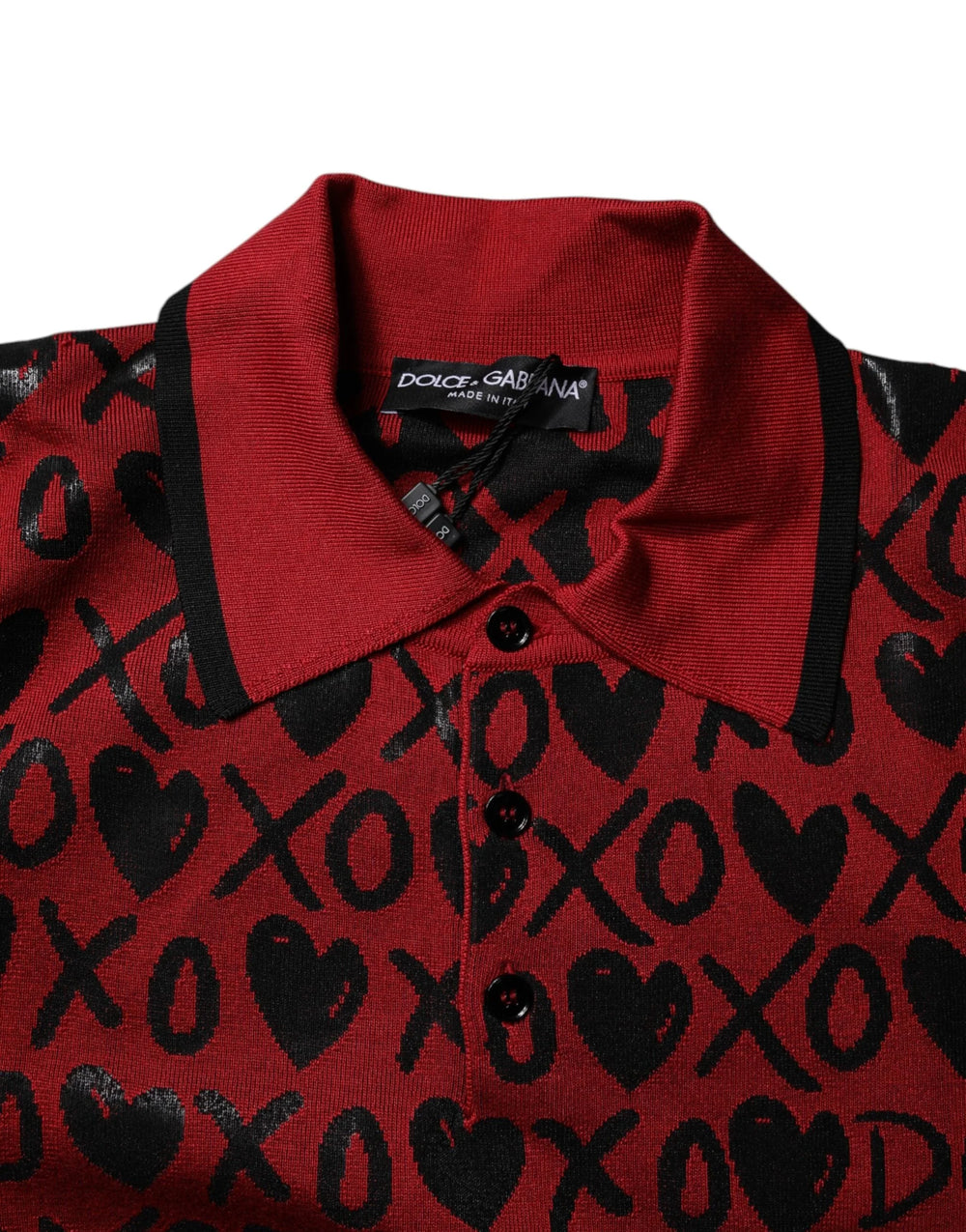 Dolce & Gabbana Red Cotton XOXO Collared Polo T-shirt - Polos