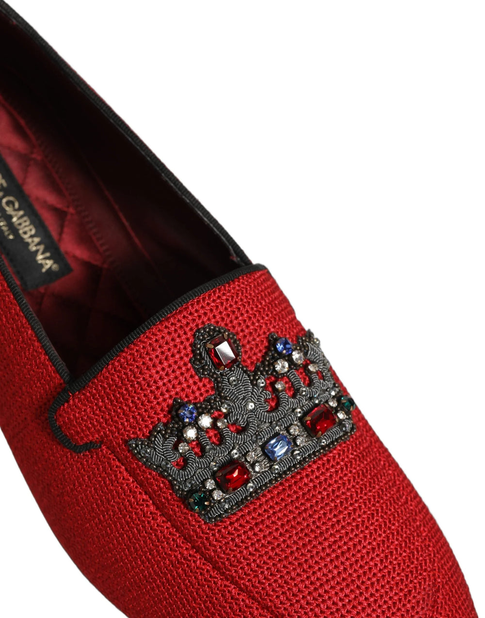 Dolce & Gabbana Red Crown Embellished Dress Loafers Shoes - EU44/US11