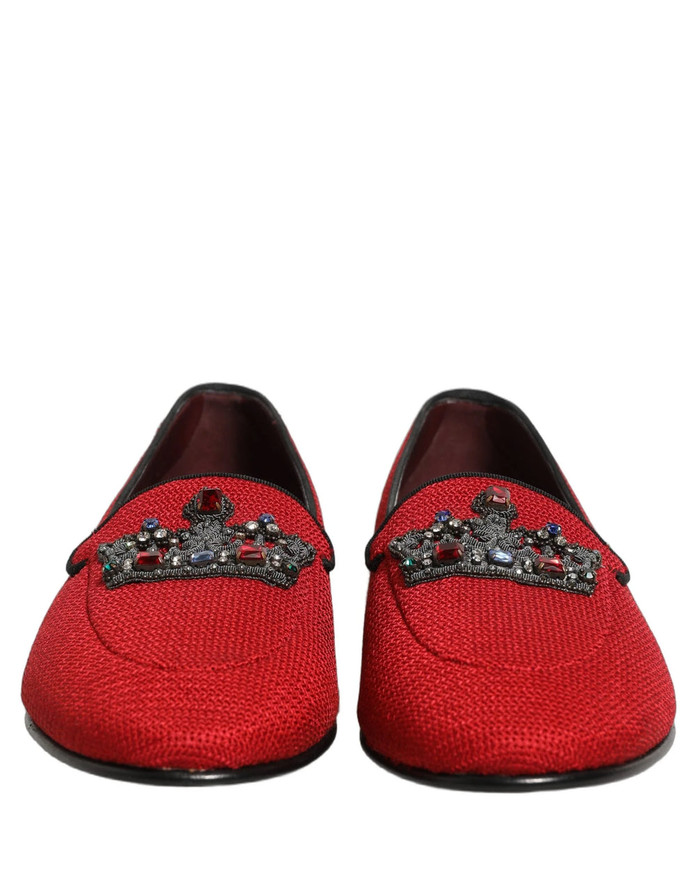 Dolce & Gabbana Red Crown Embellished Dress Loafers Shoes - EU44/US11