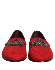 Dolce & Gabbana Red Crown Embellished Dress Loafers Shoes - EU44/US11