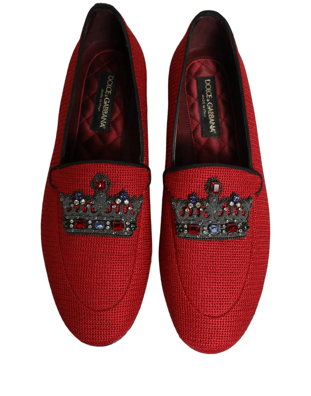 Dolce & Gabbana Red Crown Embellished Dress Loafers Shoes - EU44/US11