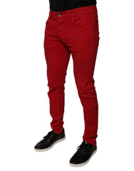 Dolce & Gabbana Red Crown Logo Cotton Skinny Denim Jeans - IT48 | M - Jeans