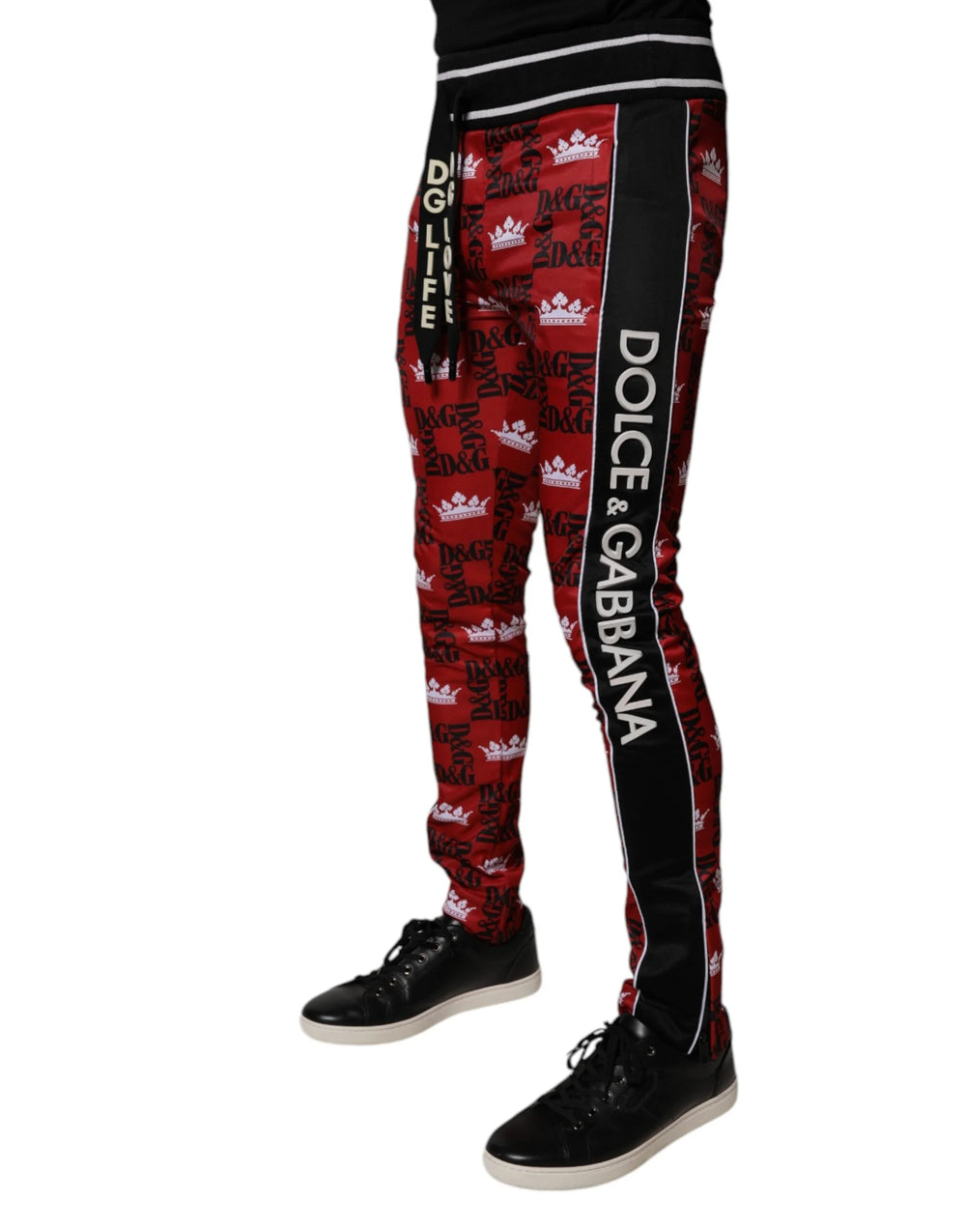 Dolce & Gabbana Red Crown Logo Monogram Men Sweatpants Pants - IT44 | XS - Joggers