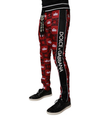 Dolce & Gabbana Red Crown Logo Monogram Men Sweatpants Pants - IT44 | XS - Joggers