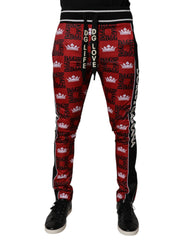 Dolce & Gabbana Red Crown Logo Monogram Men Sweatpants Pants - IT44 | XS - Joggers