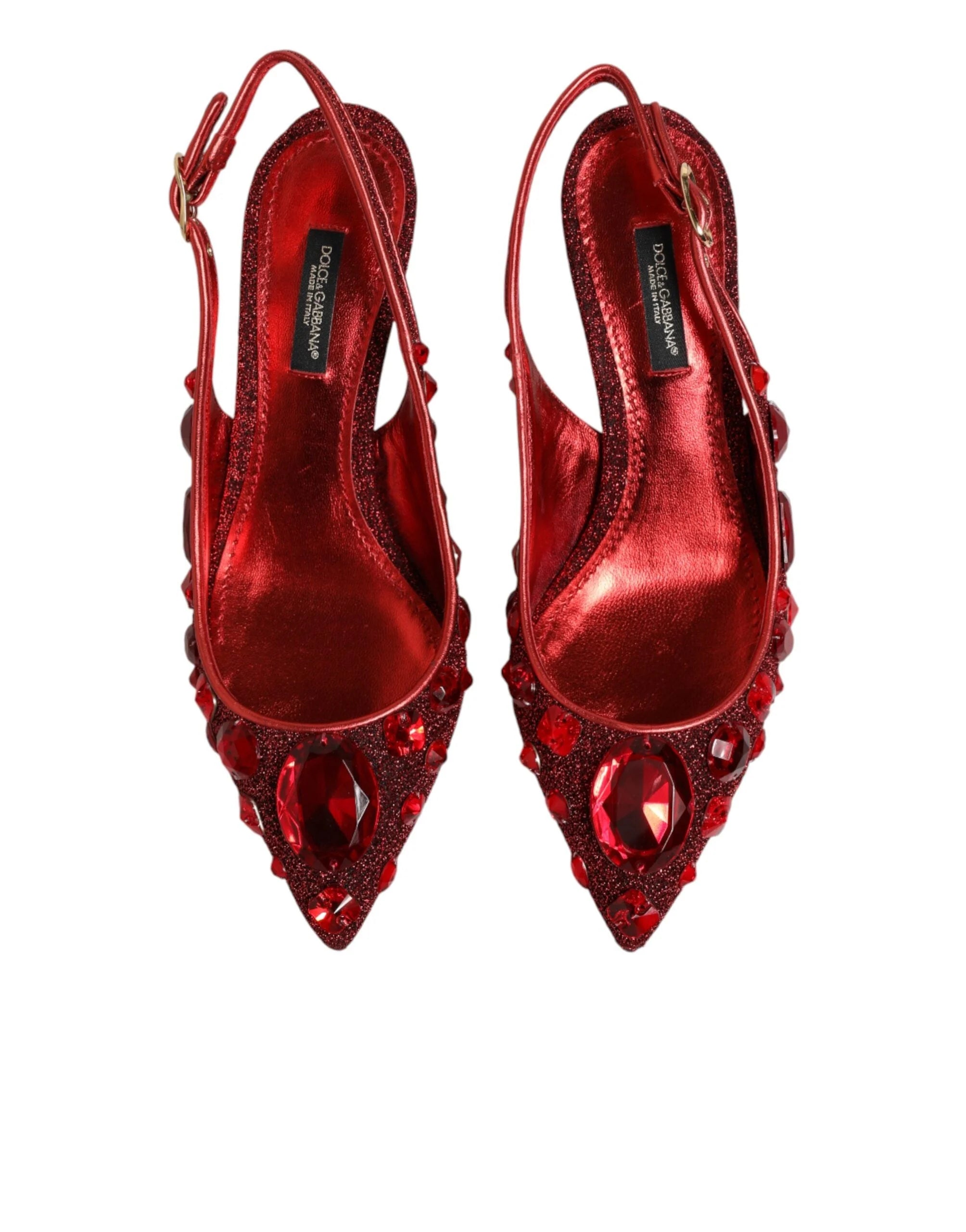 Dolce & Gabbana Red Crystal Embellished Slingbacks Shoes - EU36.5/US6
