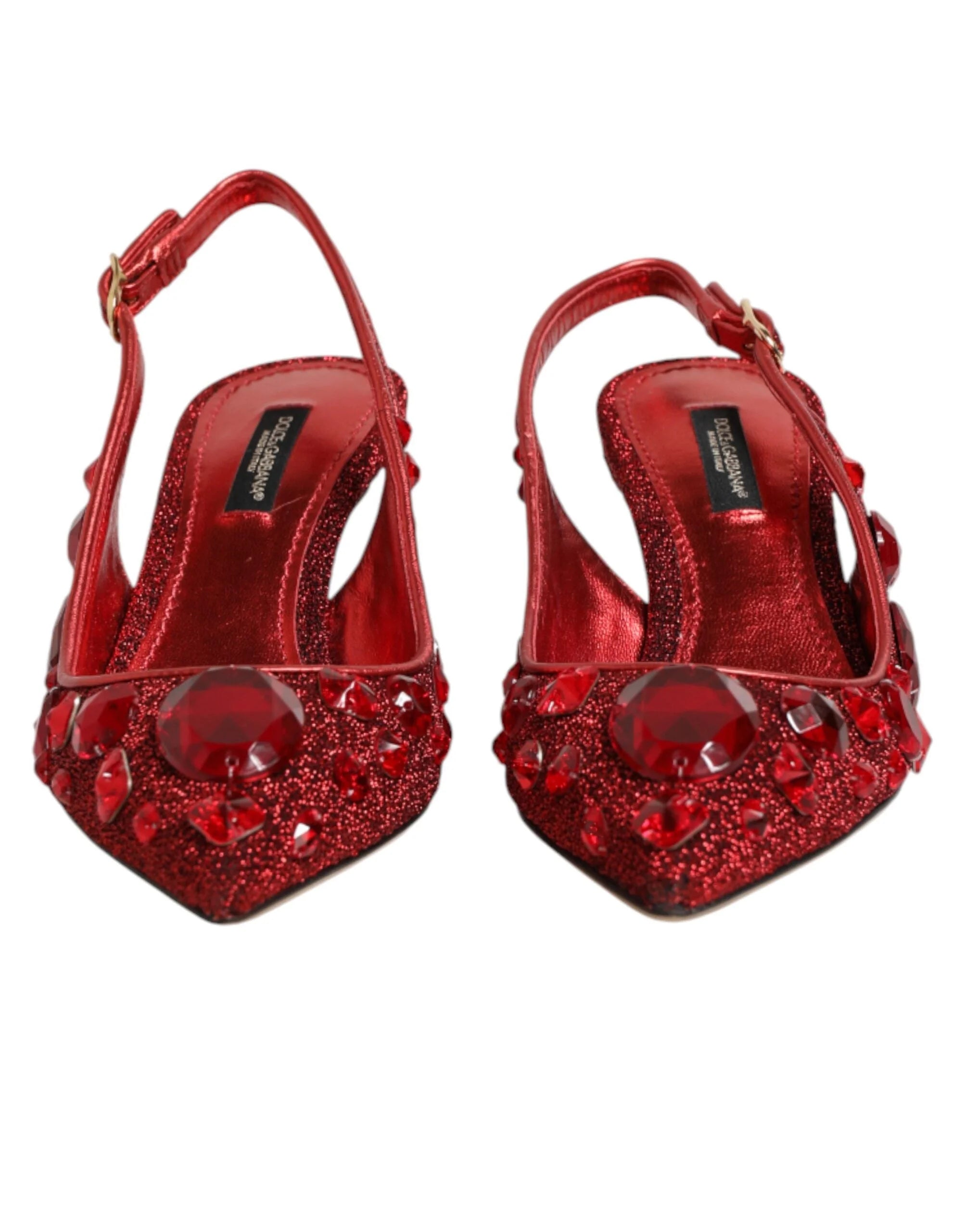 Dolce & Gabbana Red Crystal Embellished Slingbacks Shoes - EU36.5/US6