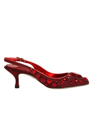 Dolce & Gabbana Red Crystal Embellished Slingbacks Shoes - EU36.5/US6