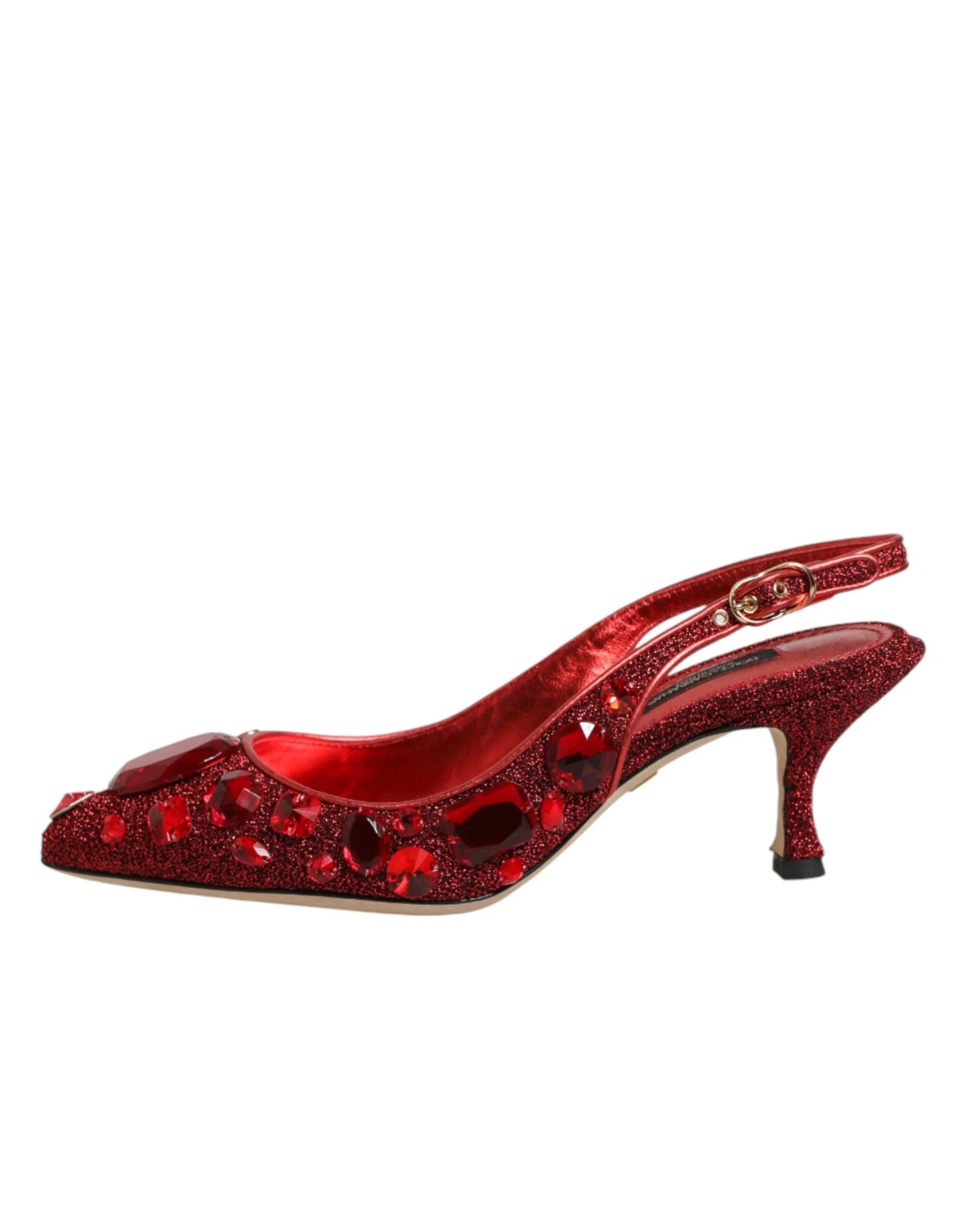 Dolce & Gabbana Red Crystal Embellished Slingbacks Shoes - EU36.5/US6