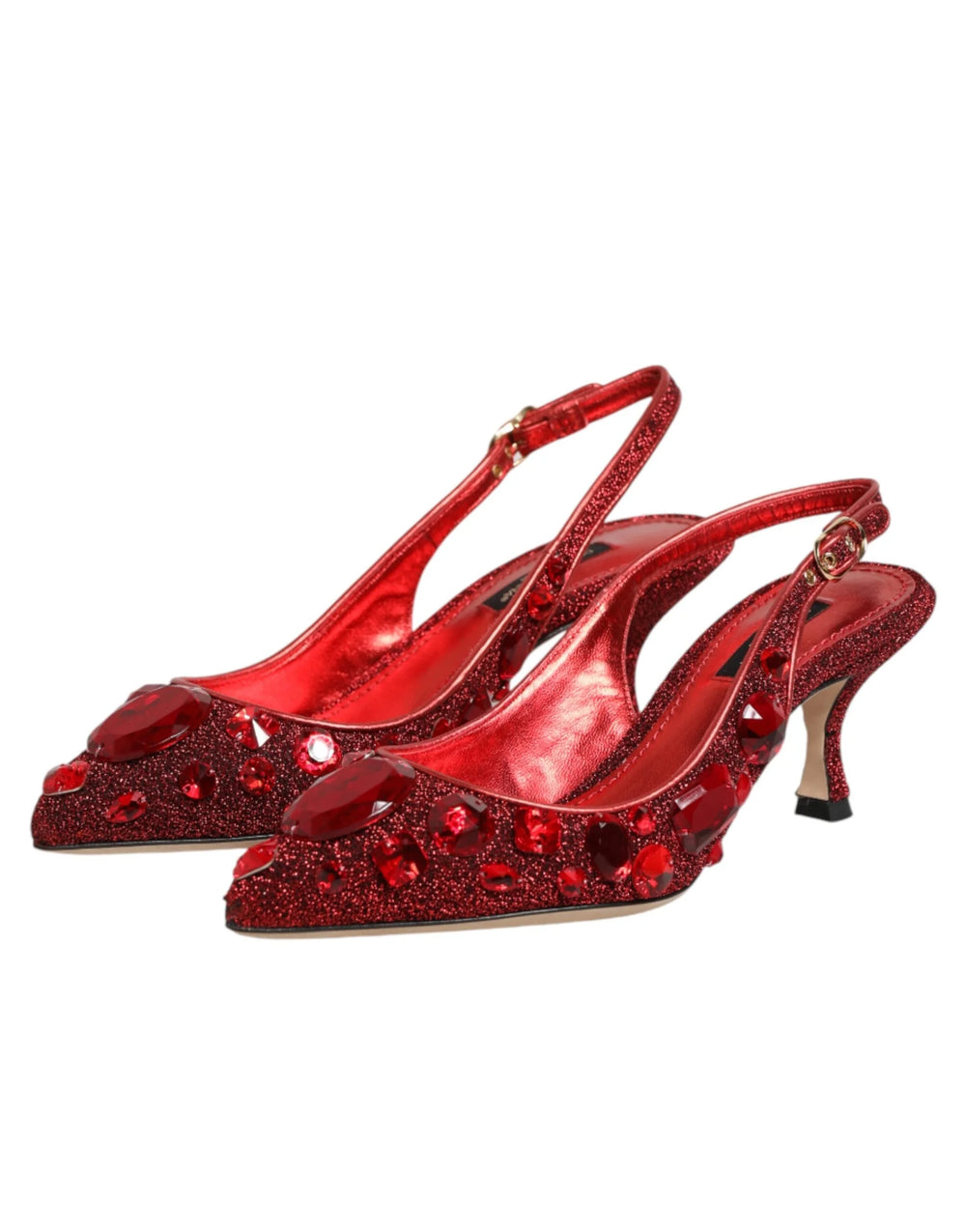 Dolce & Gabbana Red Crystal Embellished Slingbacks Shoes - EU36.5/US6