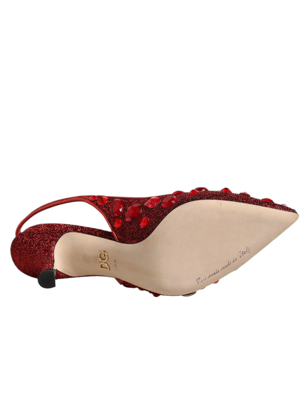 Dolce & Gabbana Red Crystal Embellished Slingbacks Shoes - EU36.5/US6