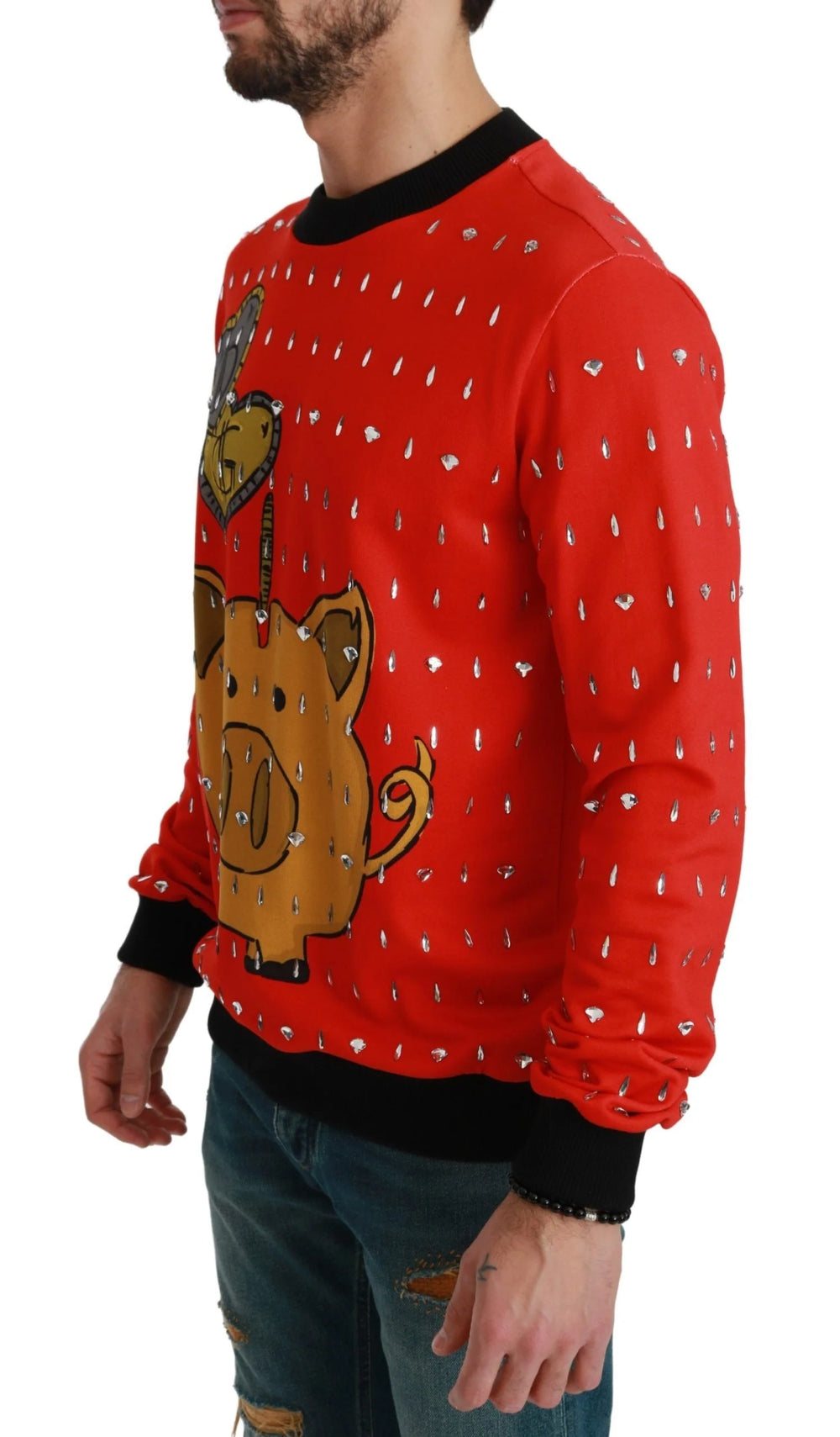 Dolce & Gabbana Red Crystal Pig of the Year Sweater - Sweaters