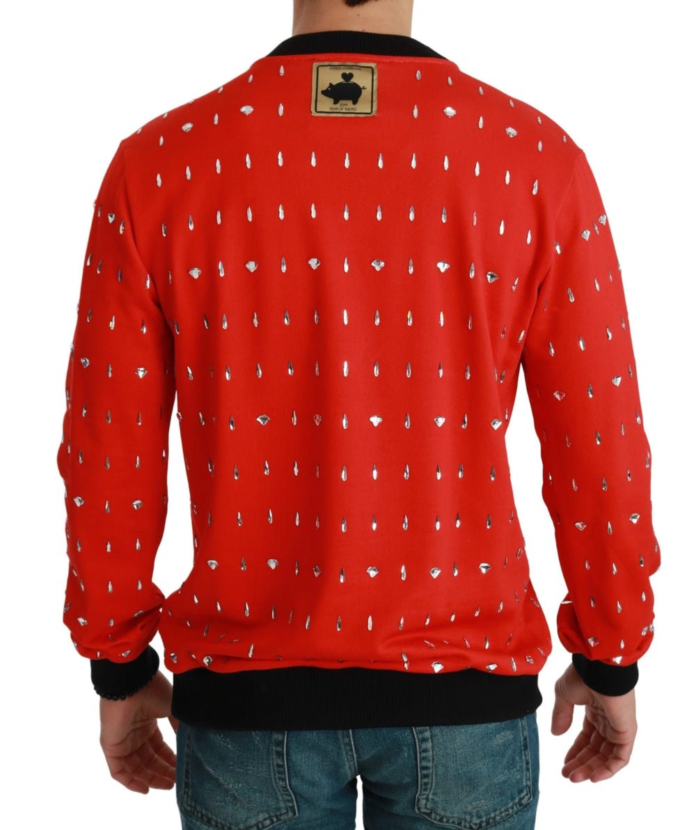 Dolce & Gabbana Red Crystal Pig of the Year Sweater - Sweaters