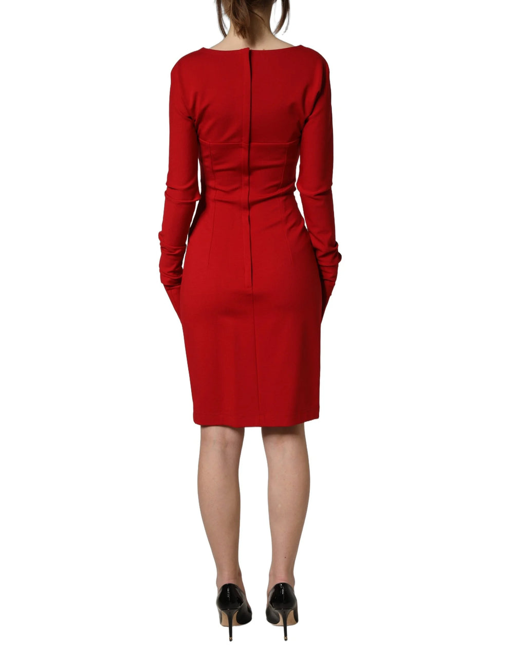 Dolce & Gabbana Red Cut Out Bodycon Long Sleeves Sheath Glove Dress - IT36|XXS