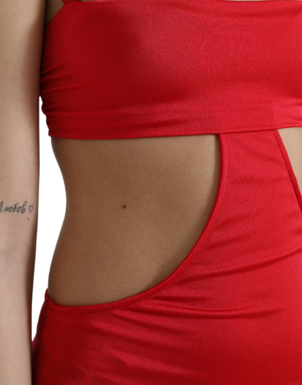 Dolce & Gabbana Red Cutout Nylon Sheath Sleeveless Mini Dress - IT40|S - Dresses