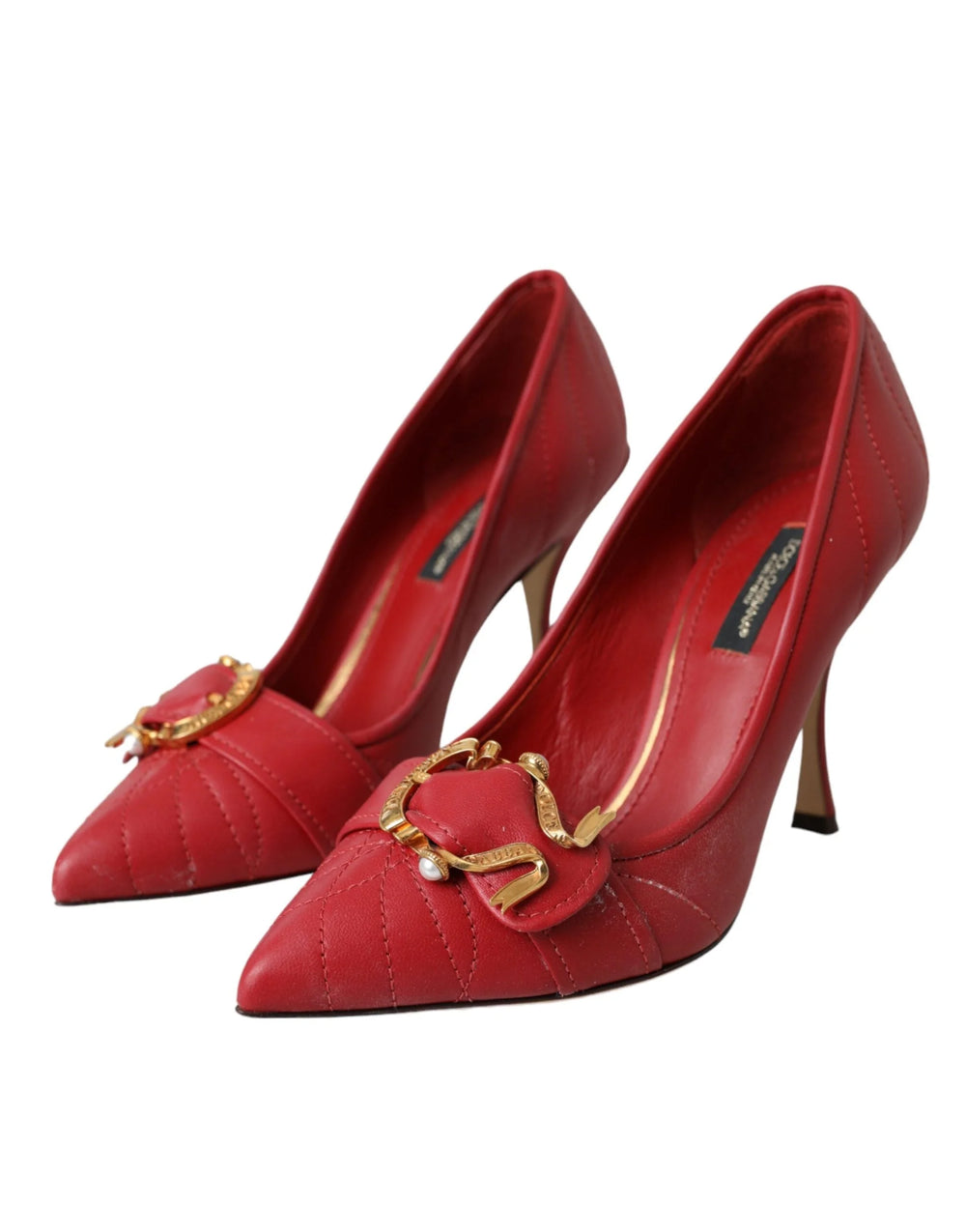 Dolce & Gabbana Red Devotion Leather Heels Pumps Shoes - EU36/US5.5 - Heels