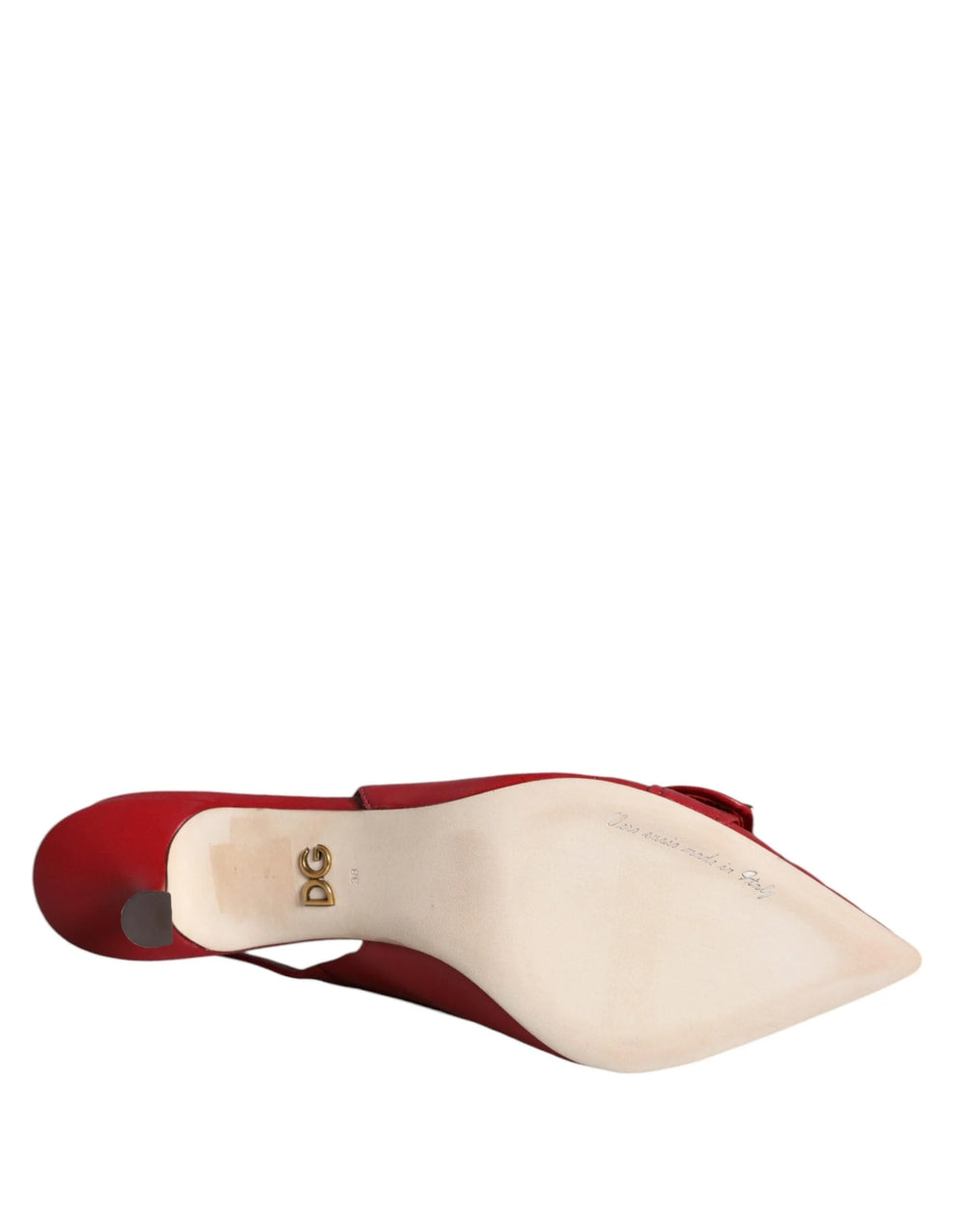 Dolce & Gabbana Red Devotion Leather Heels Slingback Shoes - Heels