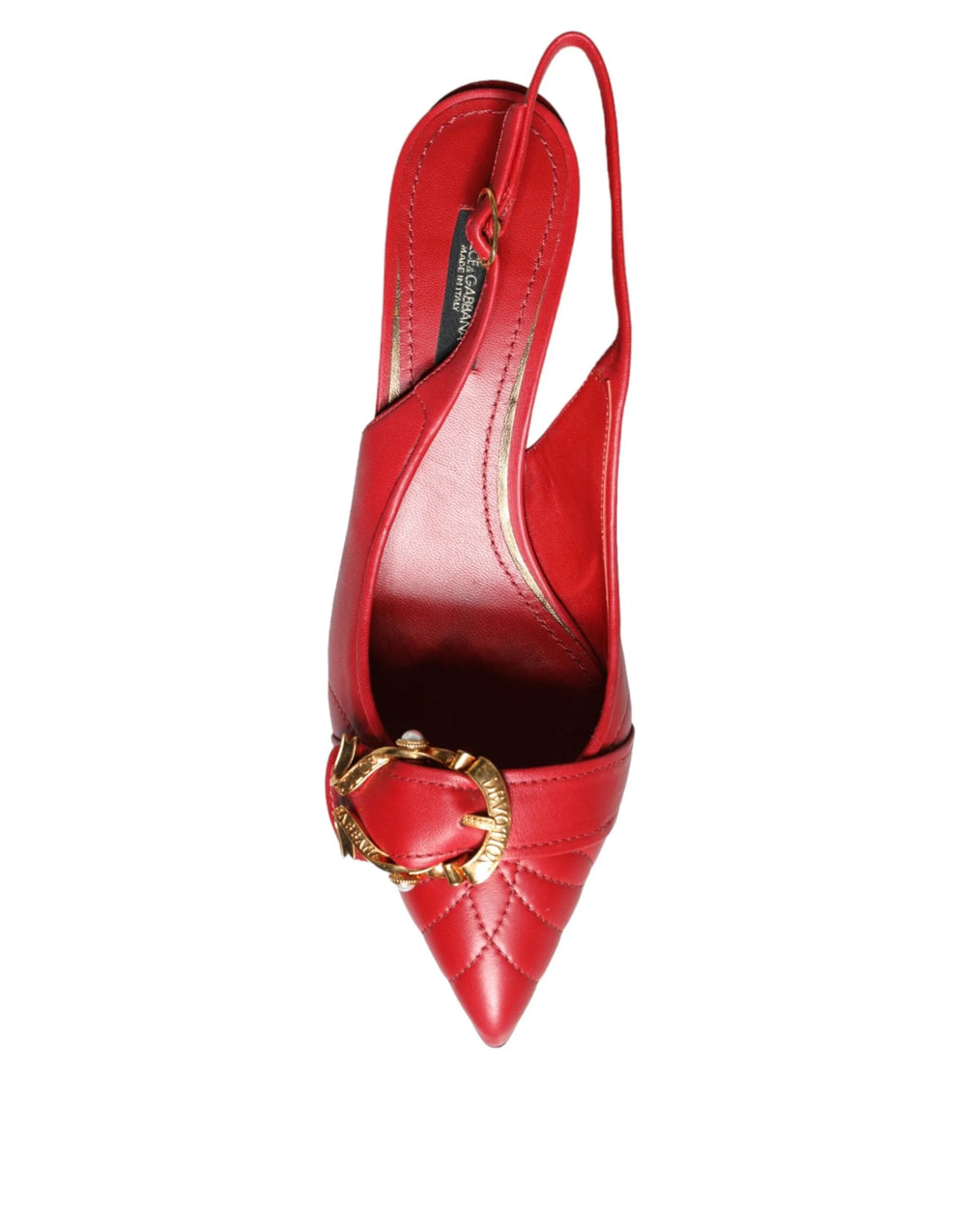 Dolce & Gabbana Red Devotion Leather Heels Slingback Shoes - Heels