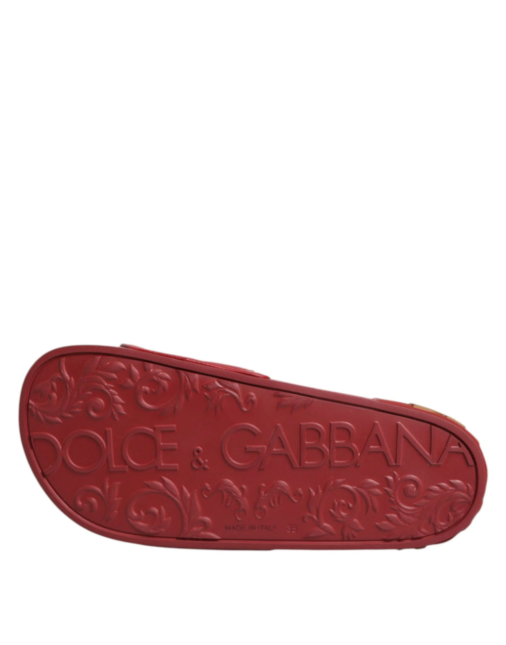 Dolce & Gabbana Red Devotion Matelassé Leather Slides Shoes - Sandals