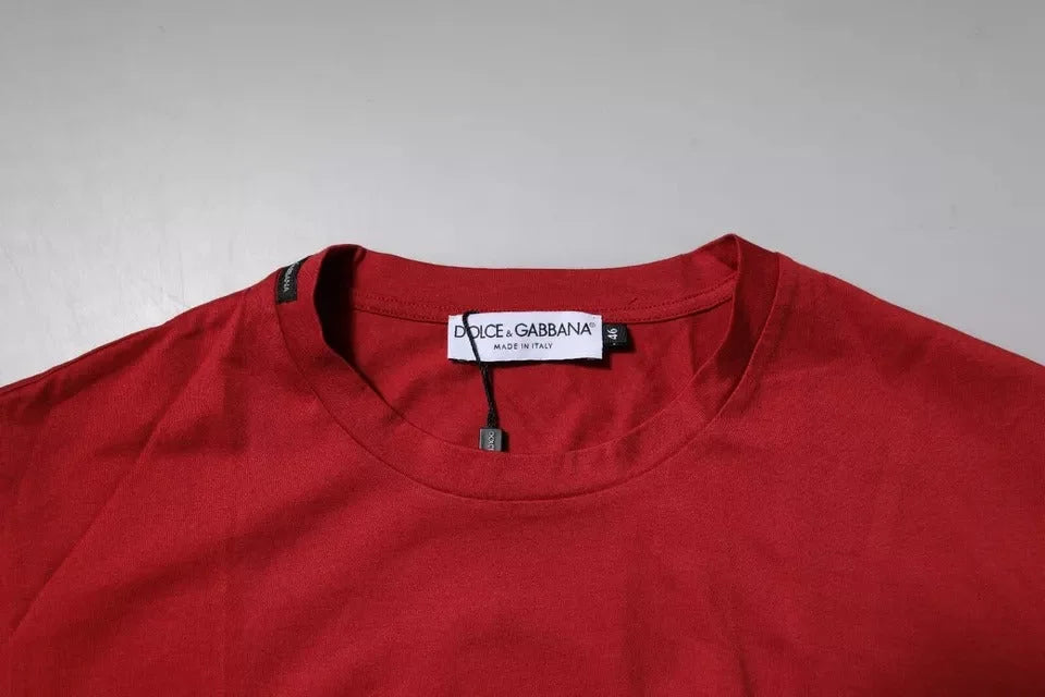 Dolce & Gabbana Red DG Logo Cotton Crew Neck T-shirt - IT46 | S - T-Shirts