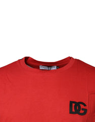 Dolce & Gabbana Red DG Logo Cotton Crew Neck T-shirt - IT46 | S - T-Shirts