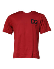 Dolce & Gabbana Red DG Logo Cotton Crew Neck T-shirt - IT46 | S - T-Shirts