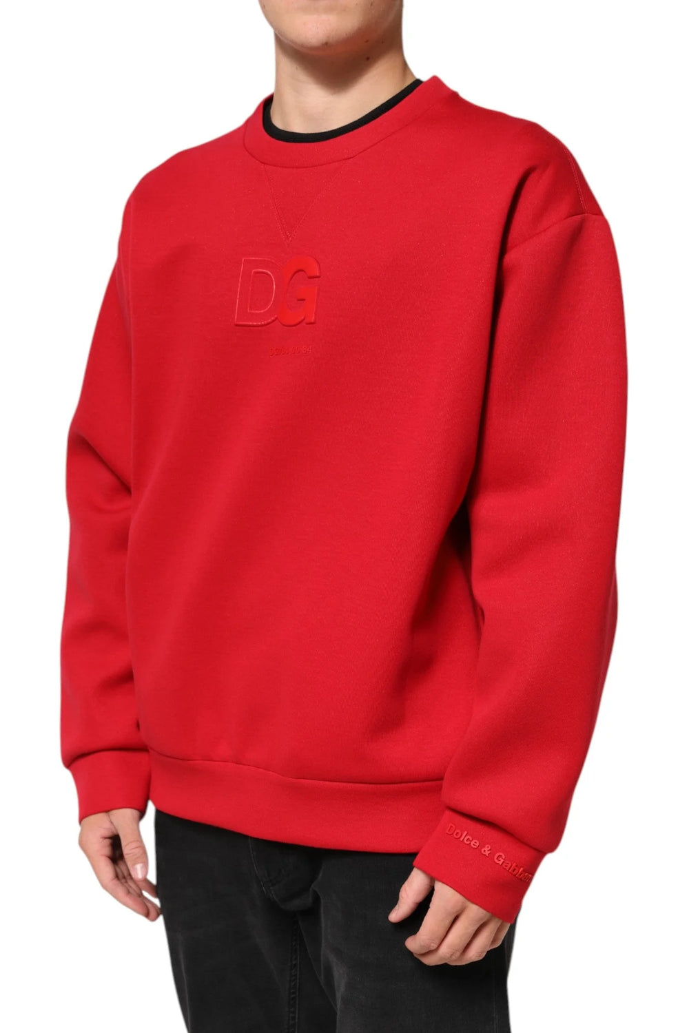 Dolce & Gabbana Red DG Logo Crew Neck Men Sweatshirt Sweater - IT52 | XL - Sweatshirts