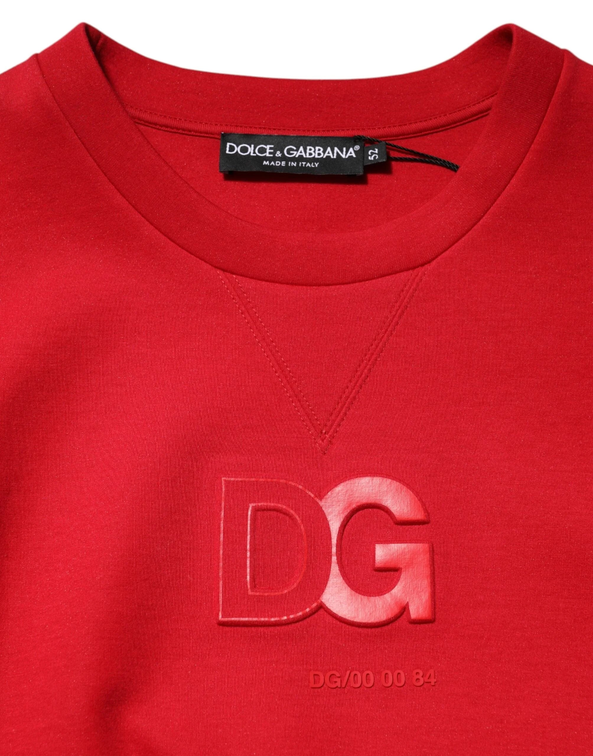 Dolce & Gabbana Red DG Logo Crew Neck Men Sweatshirt Sweater - IT52 | XL - Sweatshirts