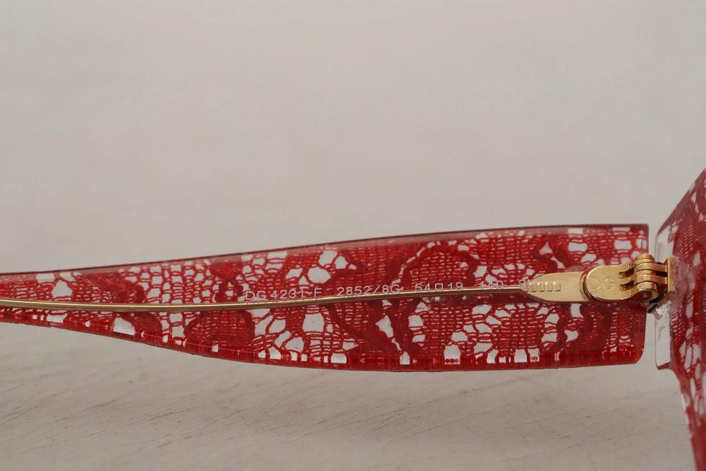 Dolce & Gabbana Red DG4231F Lace Acetate Rectangle Shades Sunglasses - Sunglasses