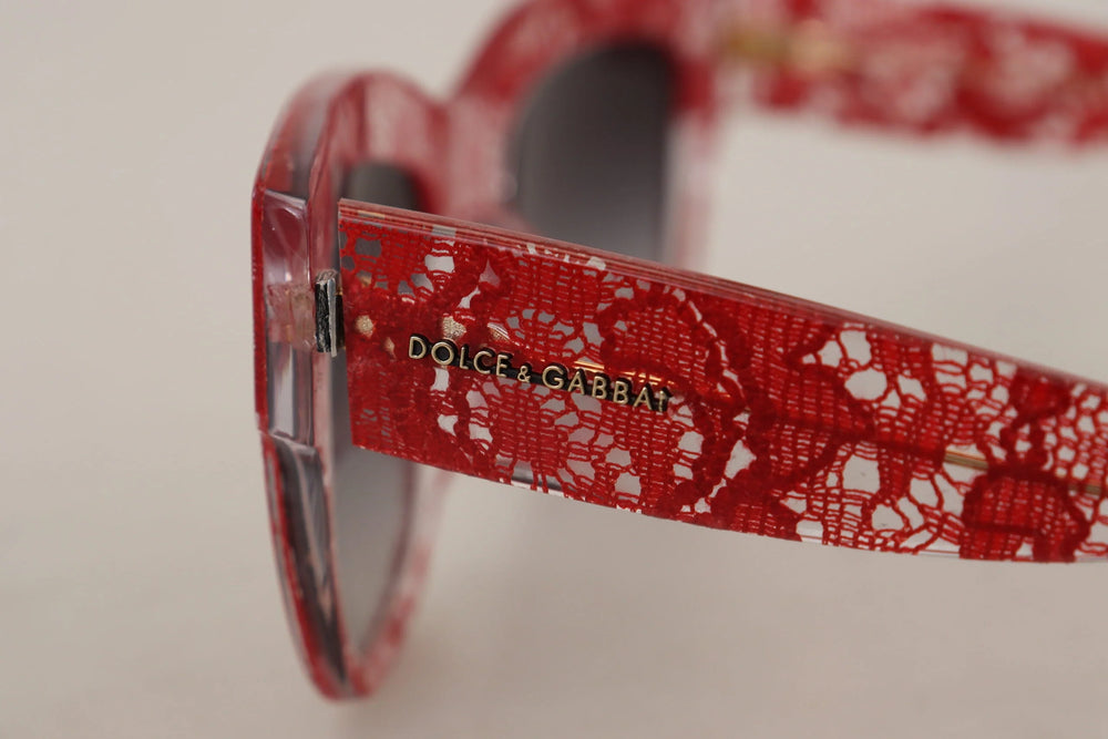 Dolce & Gabbana Red DG4231F Lace Acetate Rectangle Shades Sunglasses - Sunglasses
