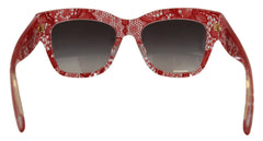 Dolce & Gabbana Red DG4231F Lace Acetate Rectangle Shades Sunglasses - Sunglasses