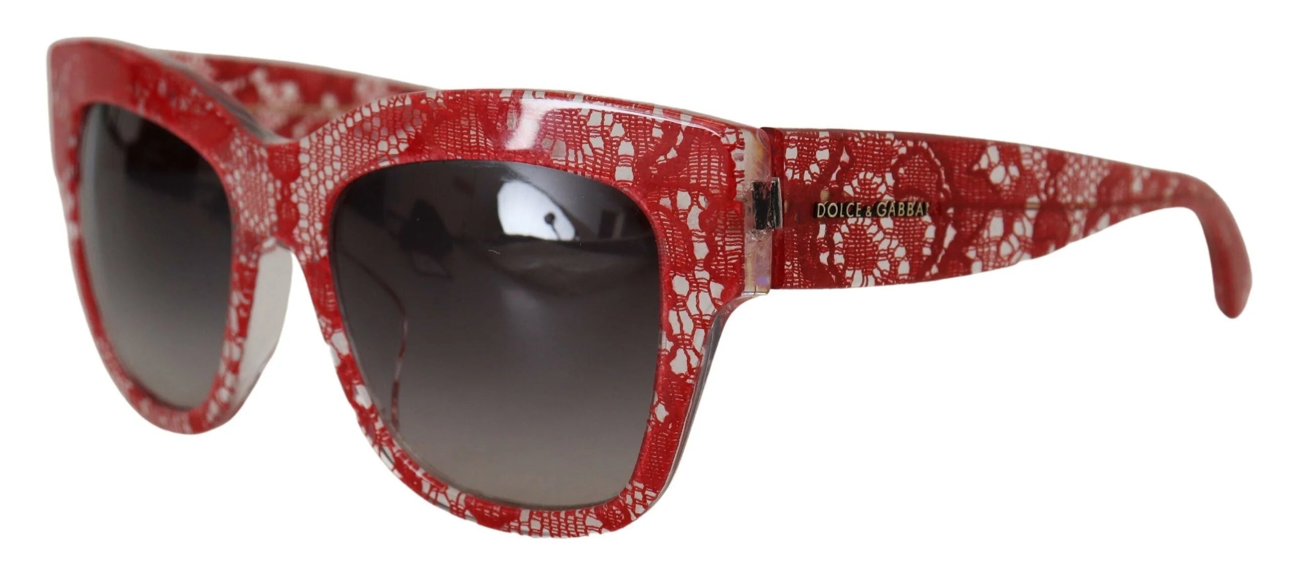 Dolce & Gabbana Red DG4231F Lace Acetate Rectangle Shades Sunglasses - Sunglasses