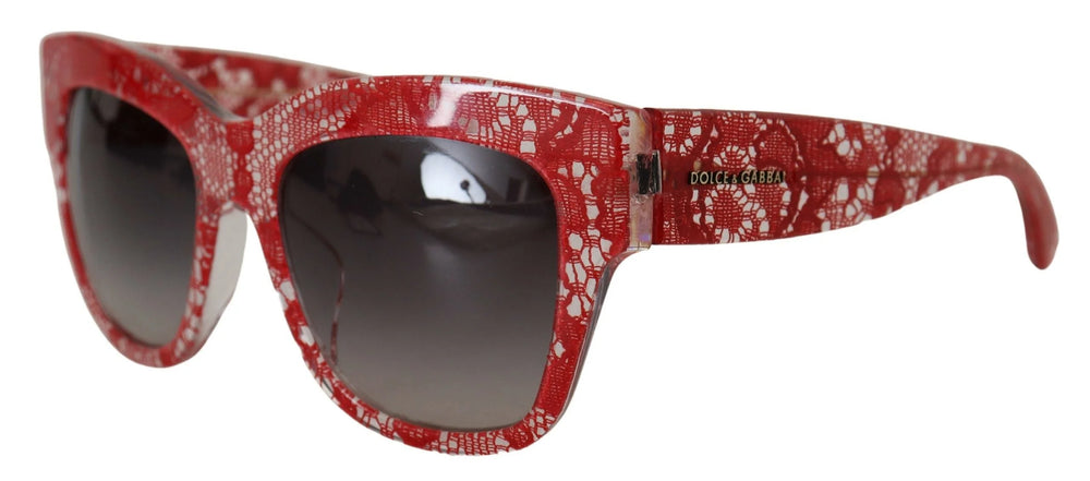 Dolce & Gabbana Red DG4231F Lace Acetate Rectangle Shades Sunglasses - Sunglasses