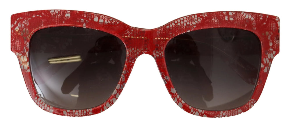 Dolce & Gabbana Red DG4231F Lace Acetate Rectangle Shades Sunglasses - Sunglasses
