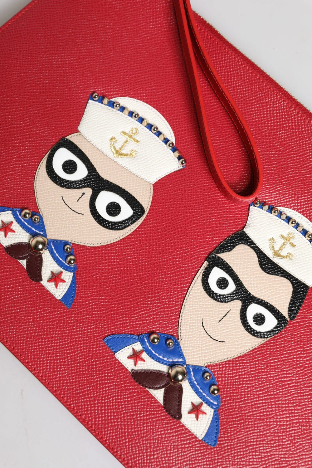 Dolce & Gabbana Red #DGFamily Embellished Leather Clutch Bag - Clutch Bags