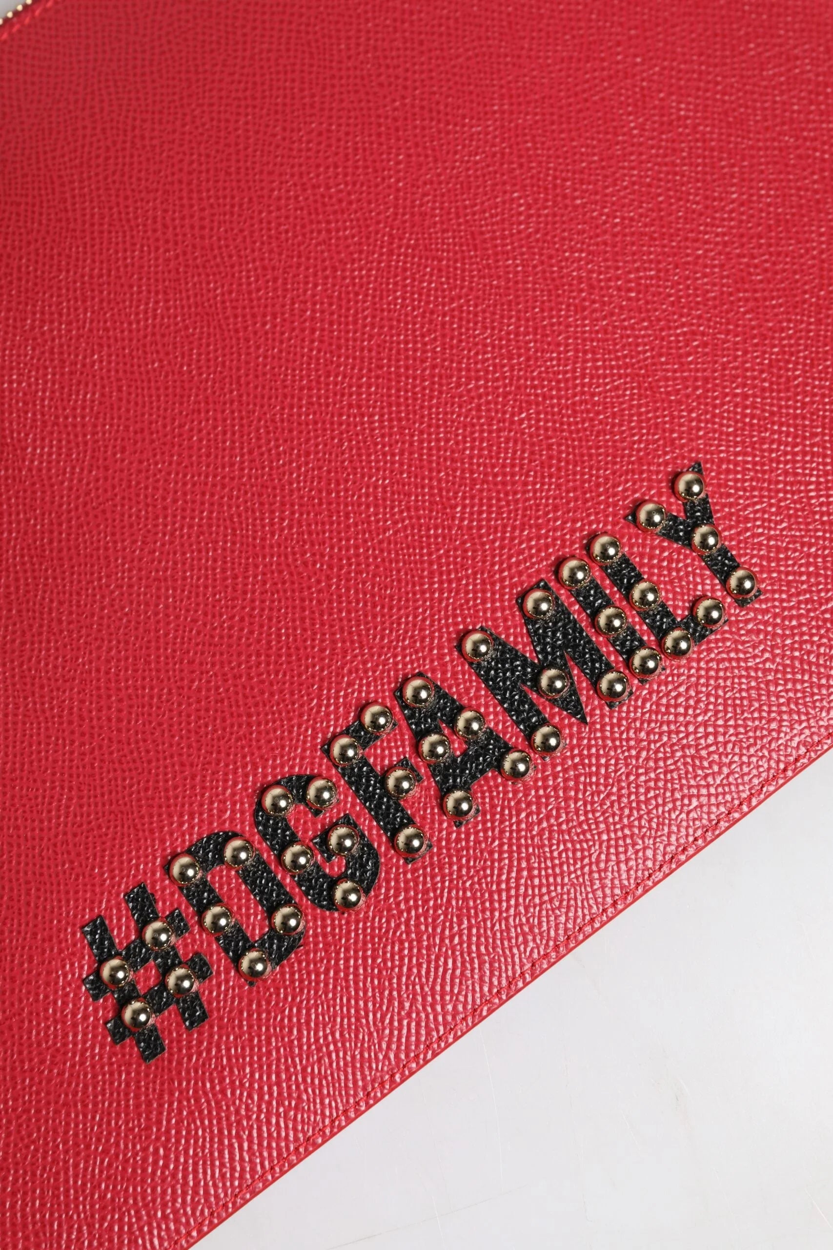 Dolce & Gabbana Red #DGFamily Embellished Leather Clutch Bag - Clutch Bags