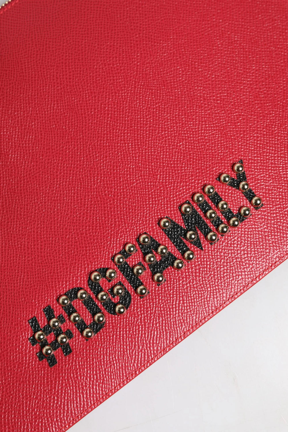 Dolce & Gabbana Red #DGFamily Embellished Leather Clutch Bag - Clutch Bags