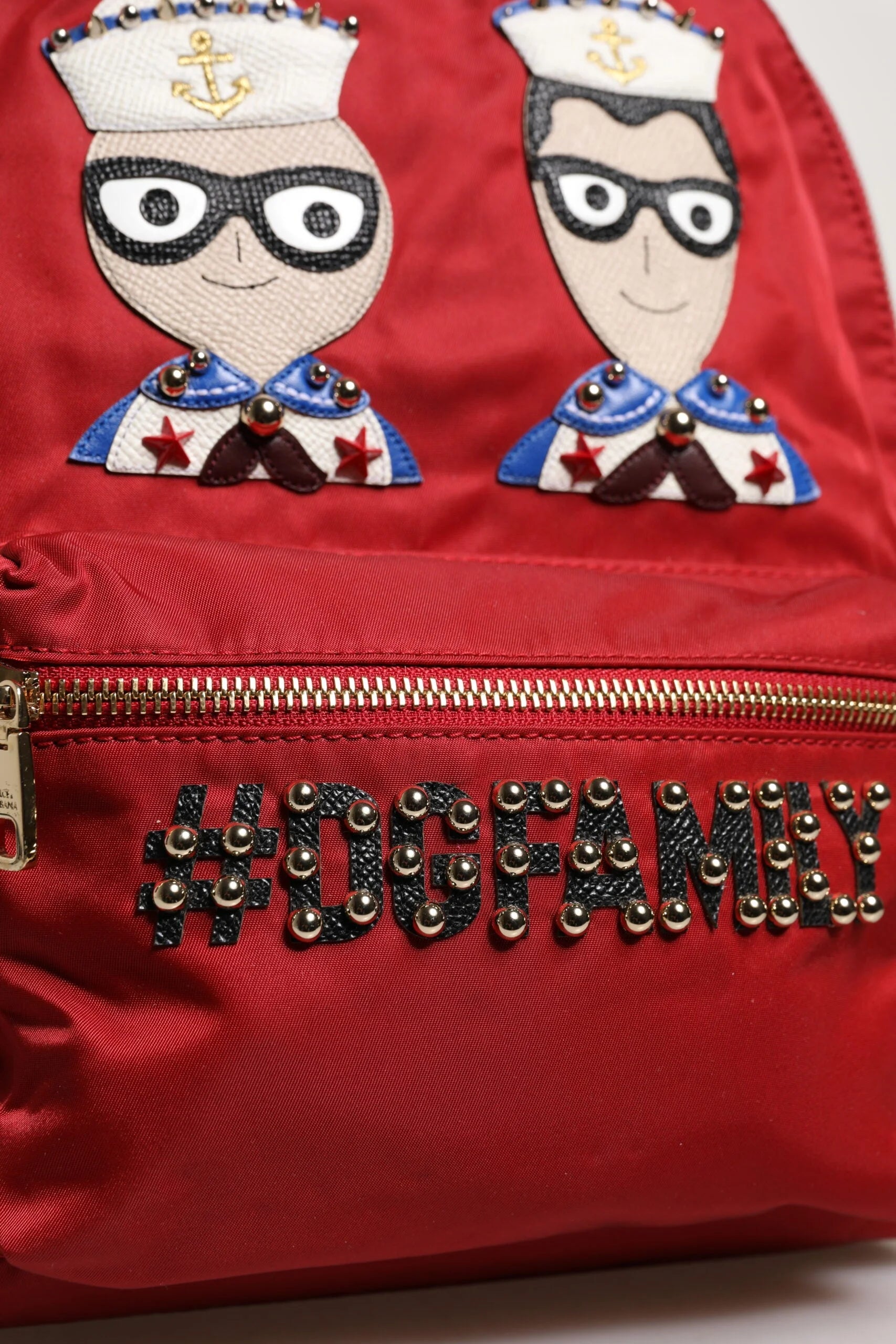 Dolce & Gabbana Red #DGFAMILY VULCANO Embellishment Backpack Bag - Backpacks
