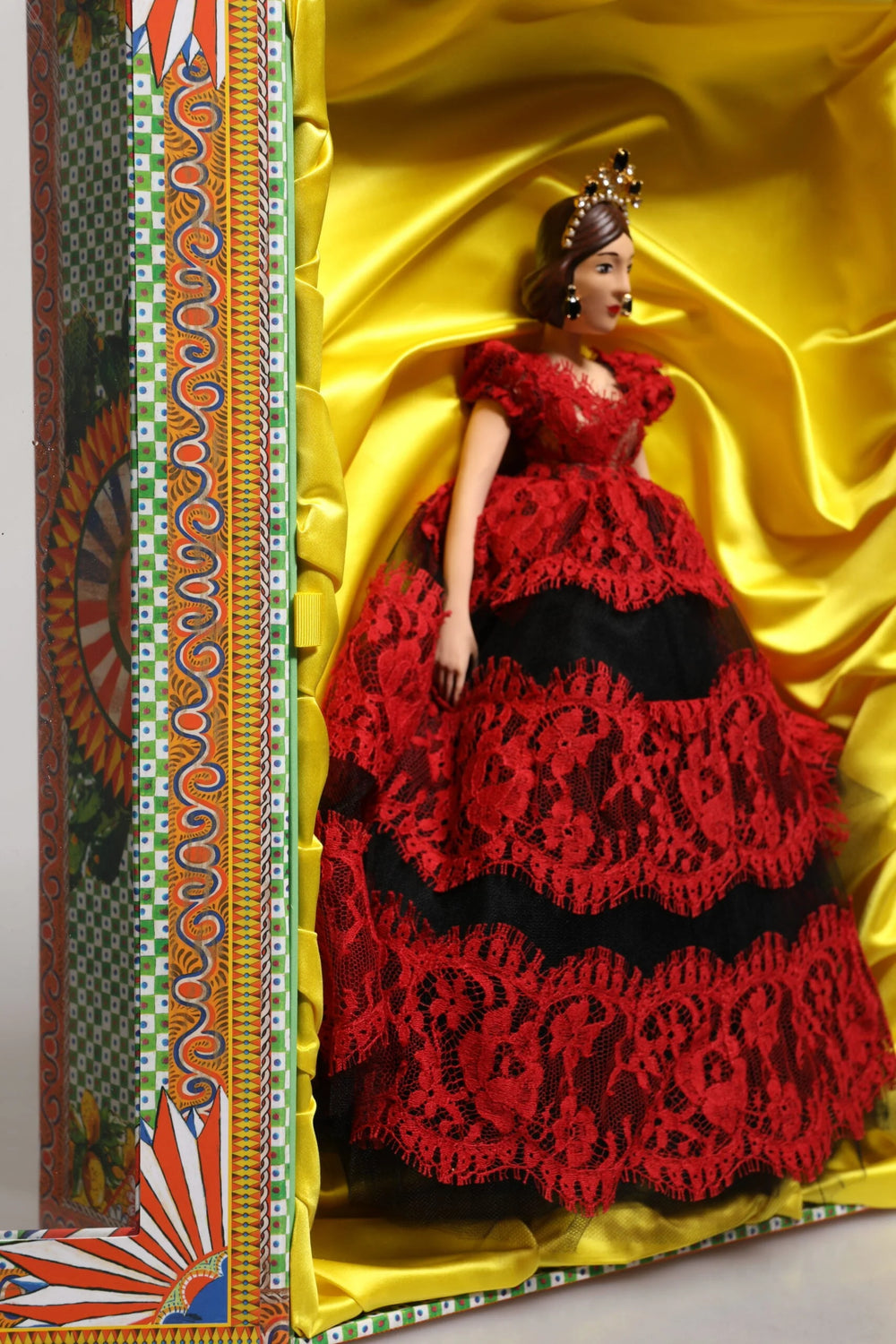 Dolce & Gabbana Red Dress Ceramic Porcelain Fashion Box Leather Sicily Dolls - Dollhouse Accessories