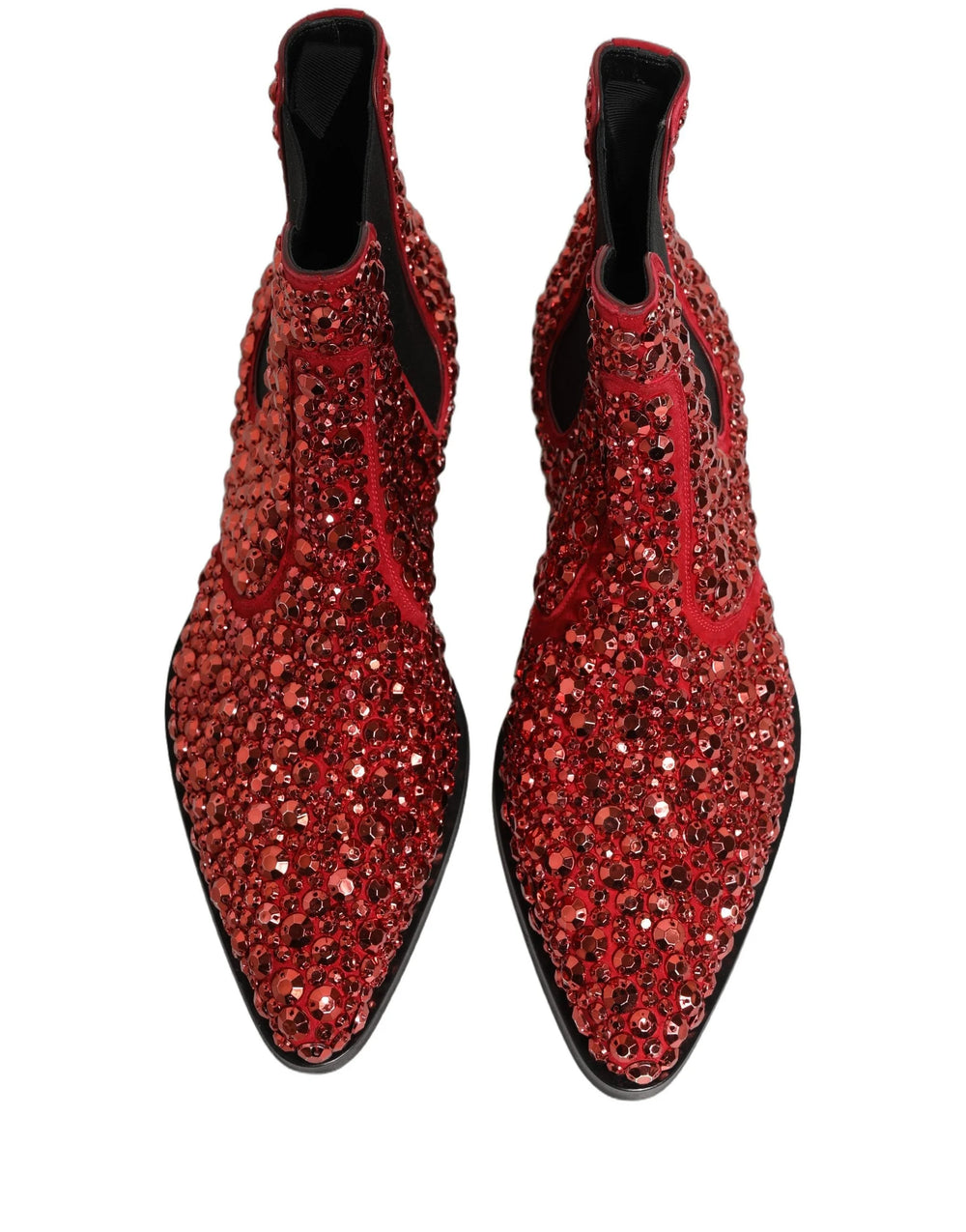 Dolce & Gabbana Red Embellished Chelsea Ankle Boots Shoes - EU44/US11