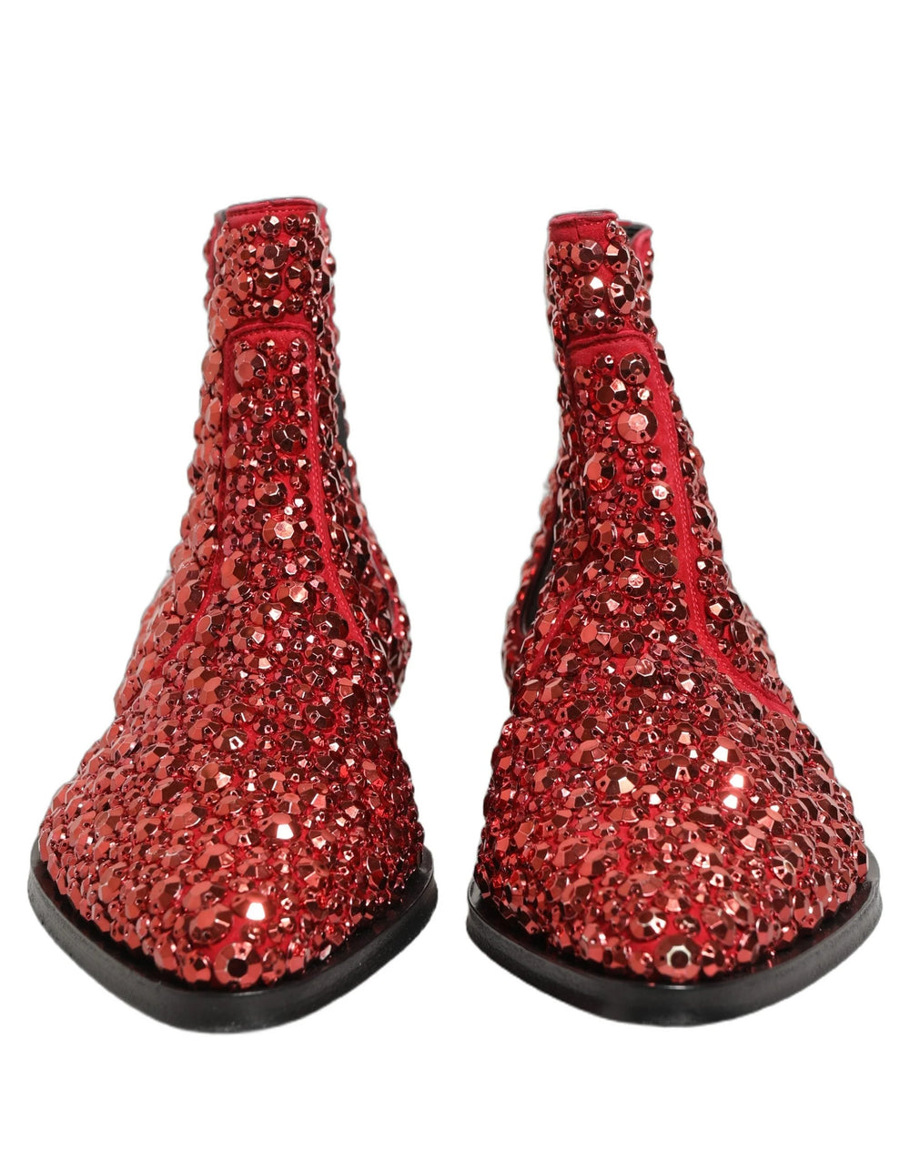 Dolce & Gabbana Red Embellished Chelsea Ankle Boots Shoes - EU44/US11