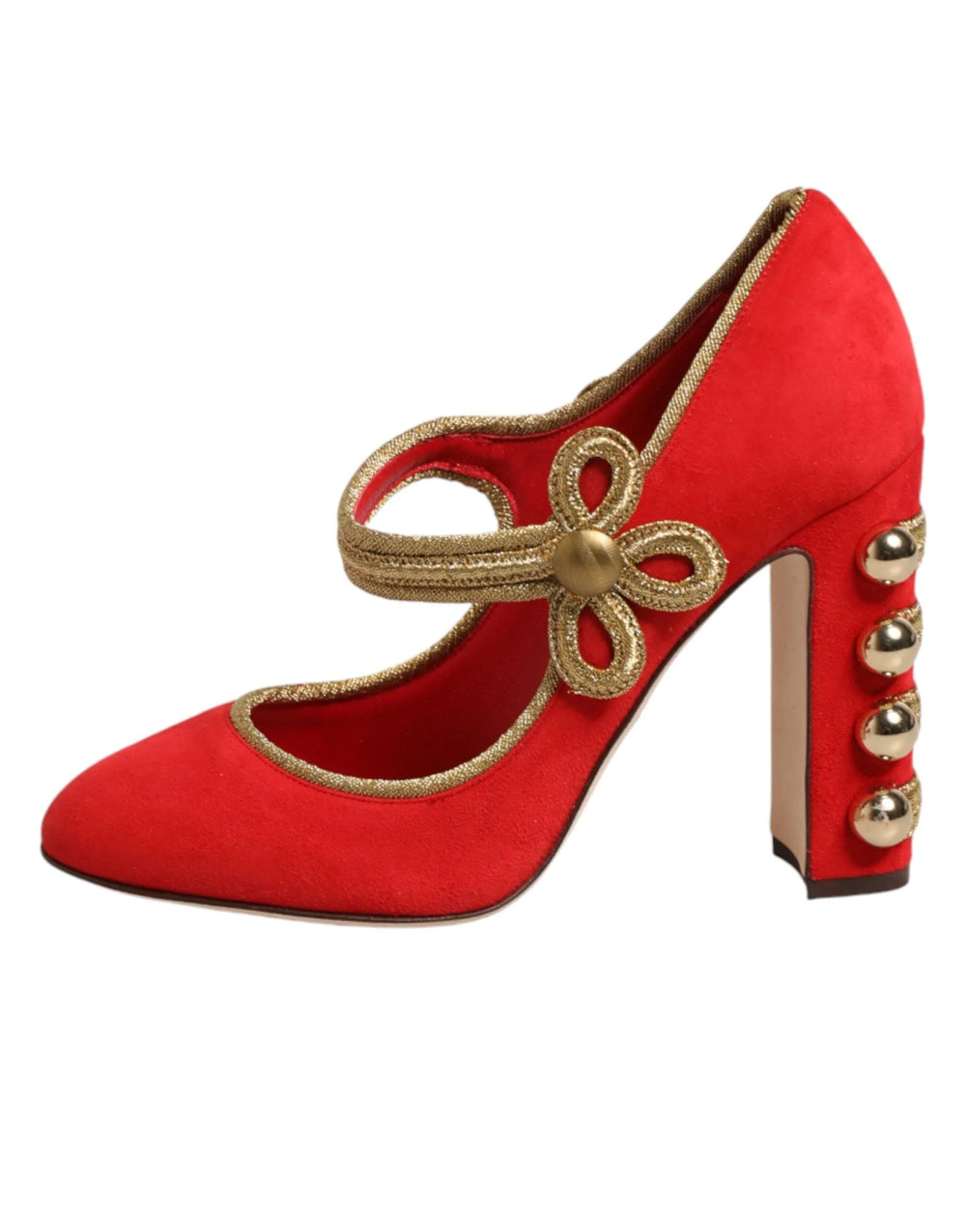 Dolce & Gabbana Red Embellished MARY JANES Pumps Shoes - EU37/US6.5