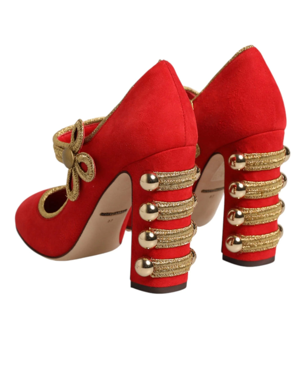 Dolce & Gabbana Red Embellished MARY JANES Pumps Shoes - EU37/US6.5