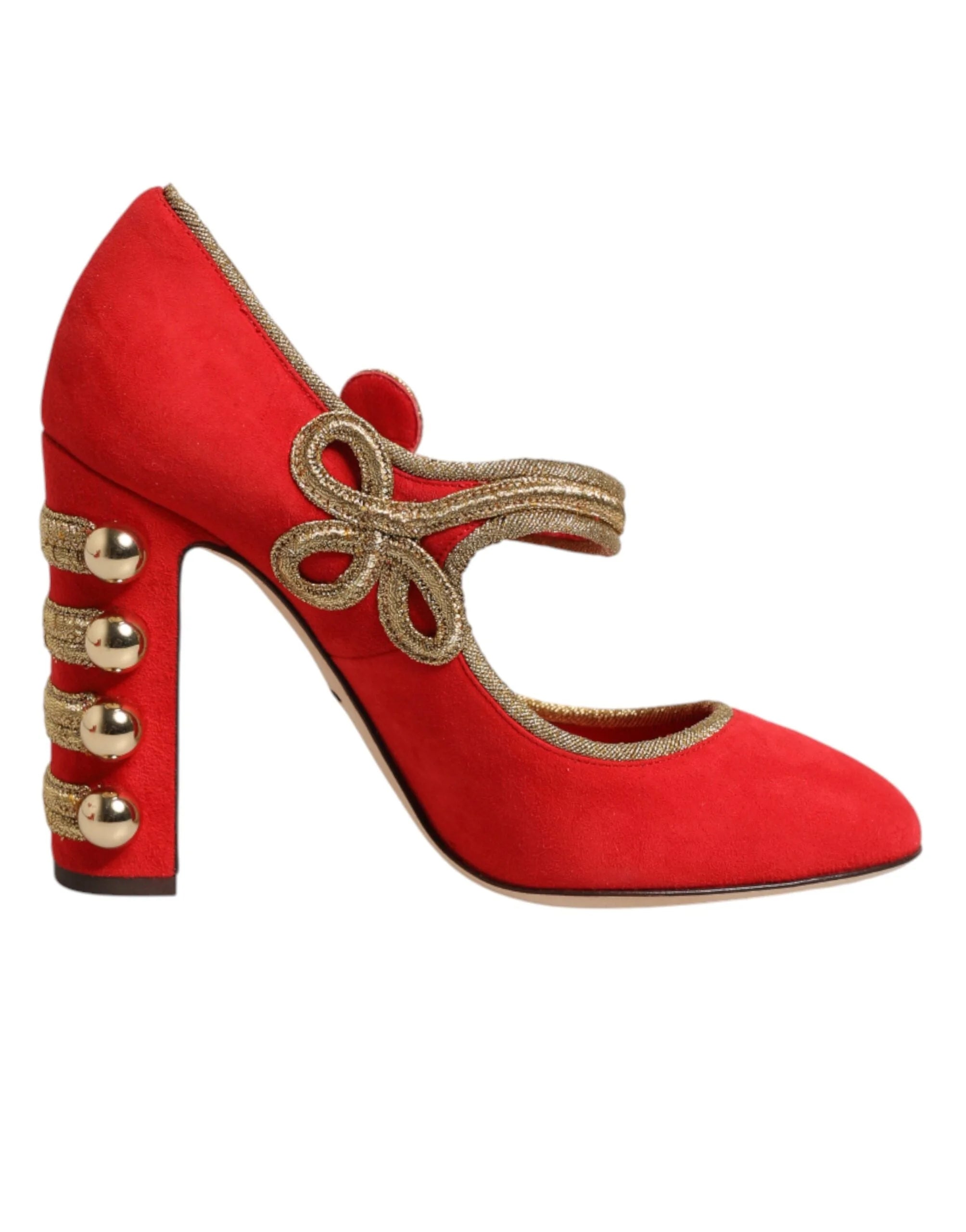 Dolce & Gabbana Red Embellished MARY JANES Pumps Shoes - EU37/US6.5
