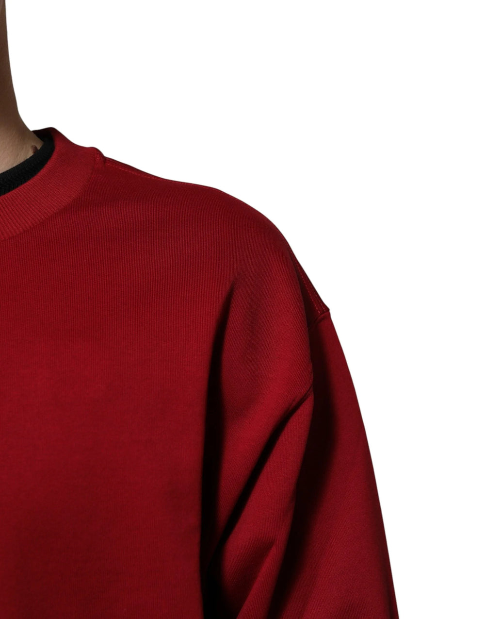 Dolce & Gabbana Red Embossed Logo Cotton Crew Neck Sweater - Sweaters