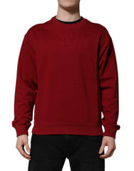 Dolce & Gabbana Red Embossed Logo Cotton Crew Neck Sweater - Sweaters